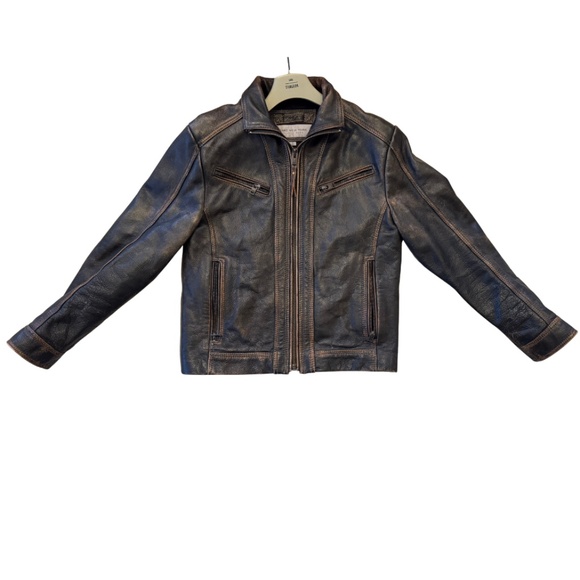 Andrew Marc Leather Bomber-Style Moto Jacket – Men’s Small - Picture 14 of 16